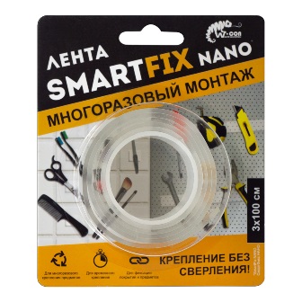 Лента для многоразового монтажа W-con SmartFix NANO, 3*100см