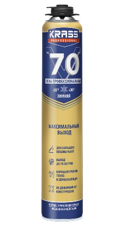 Пена монт KRASS Professional V70пистолетная Зима 0,89л Республика Беларусь