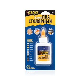 Клей столярный "Секунда" 60 гр на инд. блистере, шоу-бокс"Aviora"