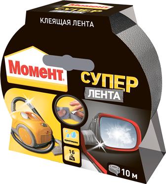 Лента клеящая "Супер Лента Момент" на единичном блистере (серебр.),1000см (не морозостойкая)