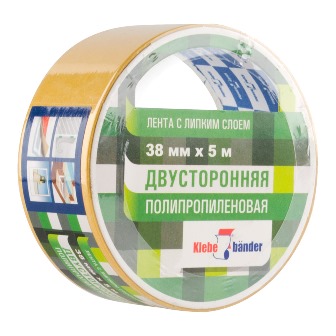 Лента двухсторонняя полипропиленовая, 38мм*5м, в и/у "Klebebander"