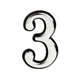 Цифра дверная "3" (100 мм) хром пластик самоклеющаяся Нора-М