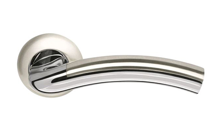 Ручка раздельная Libra LD27-1SN/CP-3 матовый никель/хром (кв. 8х140) Armadillo (для железной двери)