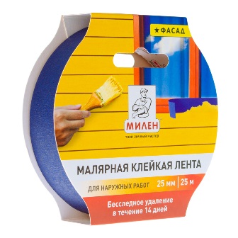 Лента малярная бумажная фасадная, 25мм*25м "МИЛЕН"