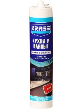 Герметик силиконовый KRASS для кухни и ванны Белый 300мл ЛС
