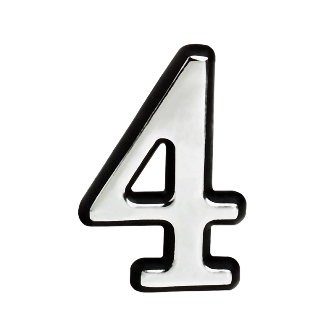 Цифра дверная "4" (100 мм) хром пластик самоклеющаяся Нора-М