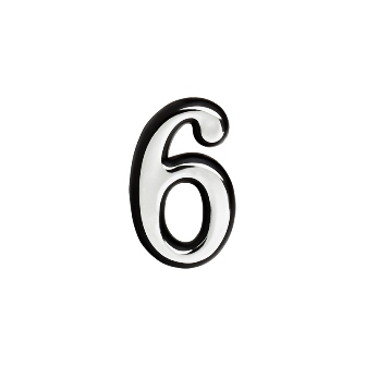 Цифра дверная "6 (9)" (55 мм) хром пластик самоклеющаяся Нора-М