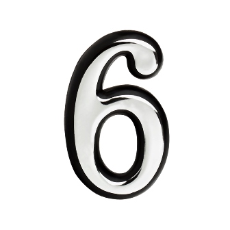 Цифра дверная "6 (9)" (100 мм) хром пластик самоклеющаяся Нора-М