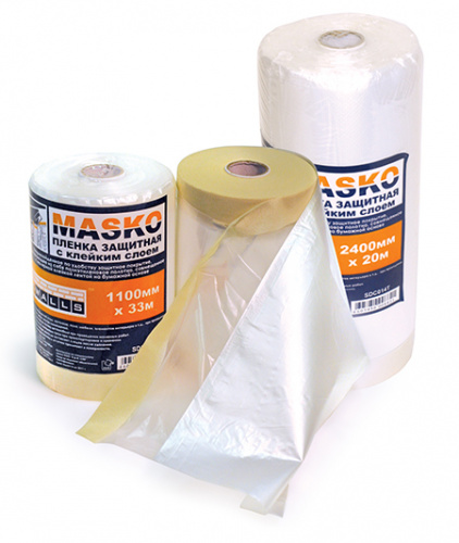 Пленка защитная строительная с клейким слоем 2400мм х 20м "4WALLS"