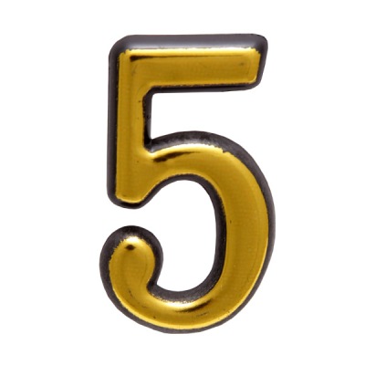 Цифра дверная АЛЛЮР пластик "5" золото (100,20)